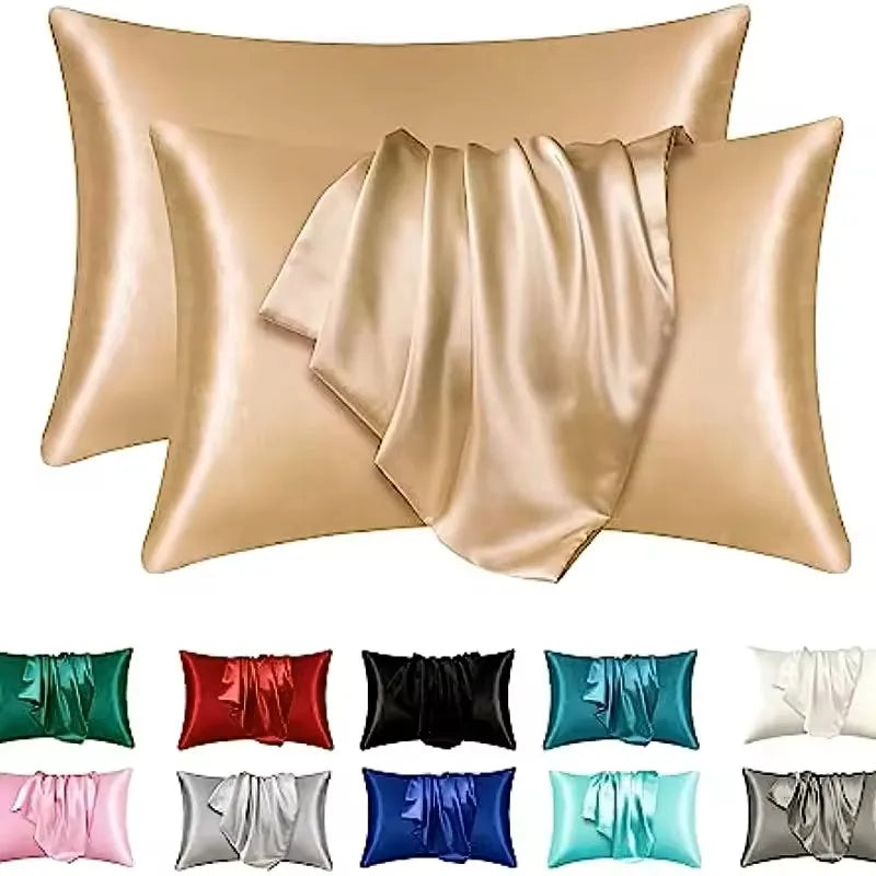 Satin pillowcase set in champagne, with color options