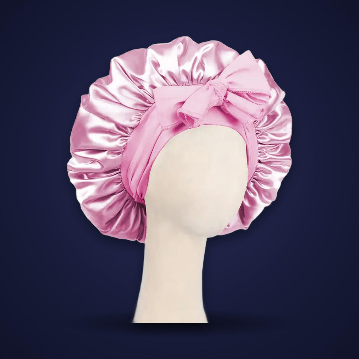 Satin sleep bonnet in light pink