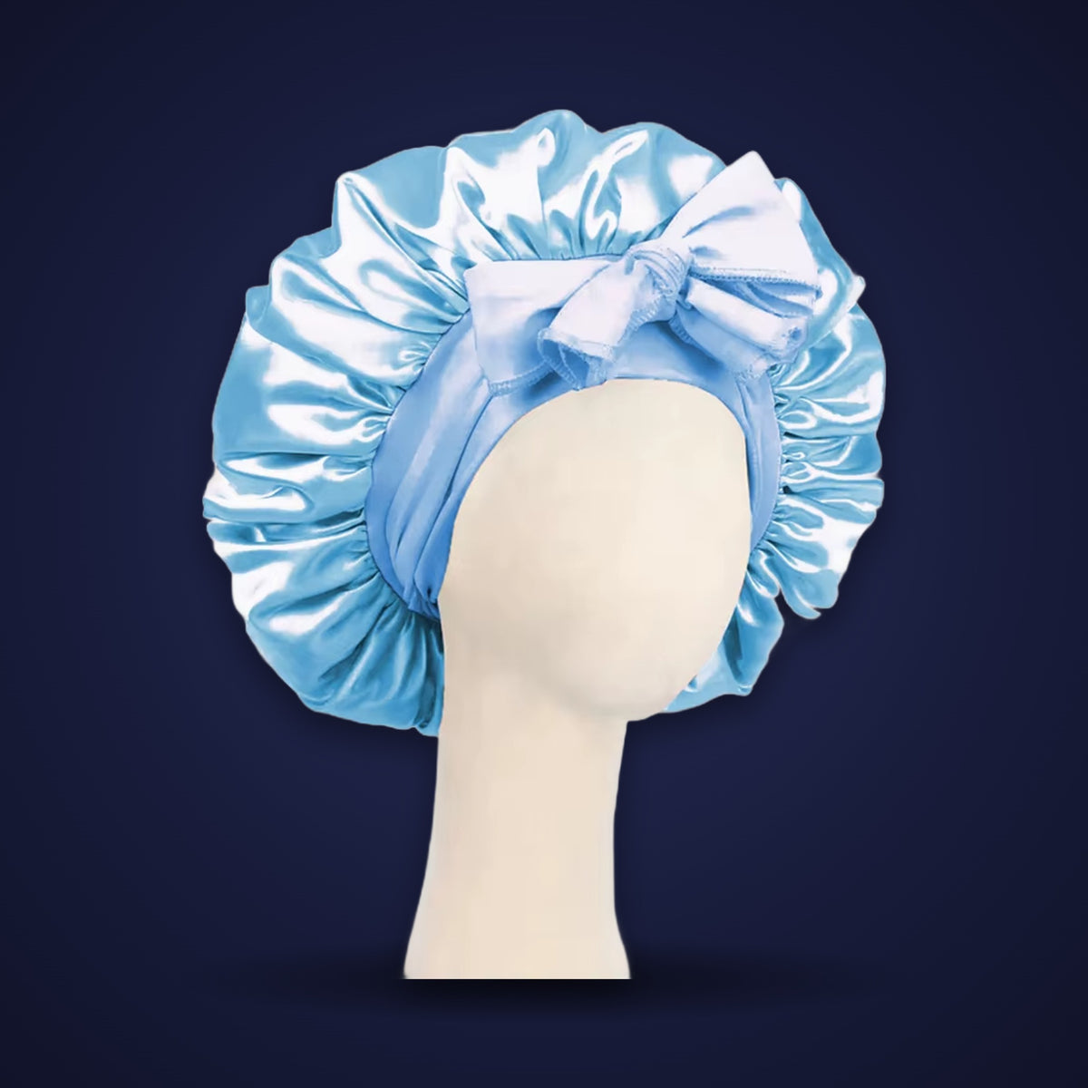 Satin sleep bonnet in sky blue