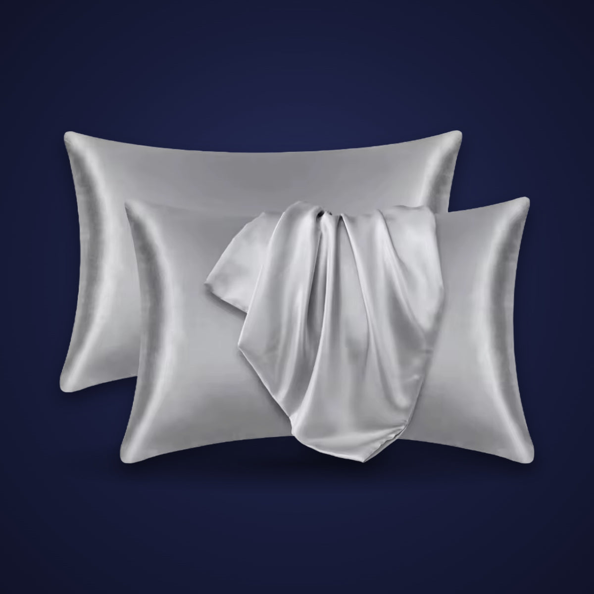 Satin pillowcase set in light grey