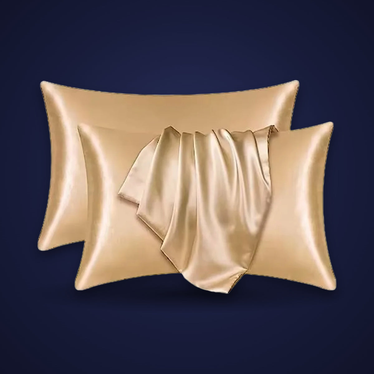 Satin pillowcase set in champagne